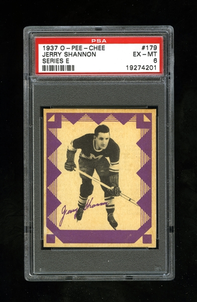 1937-38 O-Pee-Chee Series "E" (V304E) Hockey Card #179 Gerry Shannon RC - Graded PSA 6 - Highest Graded!