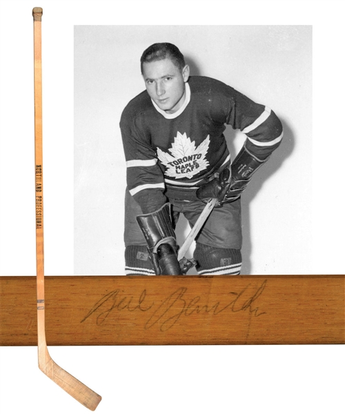 Fern Flamans Circa 1950-51 Boston Bruins / Toronto Maple Leafs Northland Game-Used Stick Signed by Bill Barilko, Watson and Broda