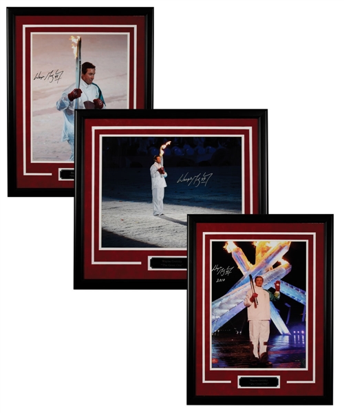Wayne Gretzky Signed 2010 Vancouver Winter Olympics Limited-Edition Framed Photos (3) from WGA - Each Numbered #99/199