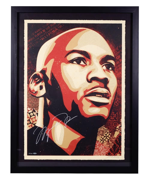 Michael Jordan Signed Chicago Bulls "MJ Portrait" Limited-Edition Shepard Fairey Silkscreen Framed Print #45/50 from UDA (42 3/4" x 32 3/4")