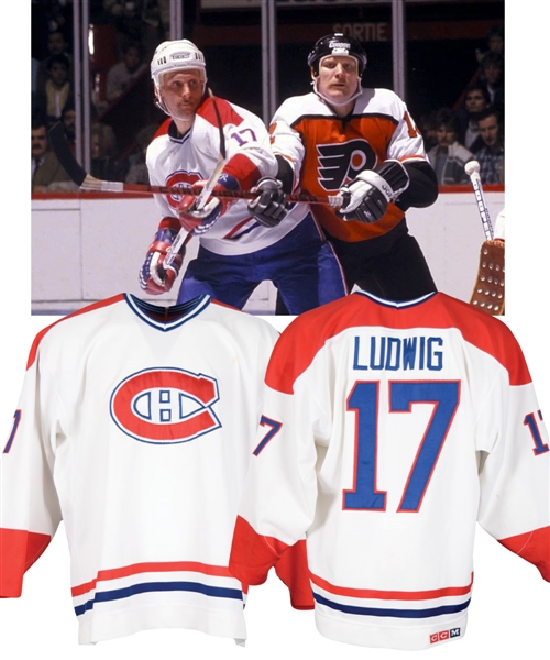 Craig Ludwigs Mid-to-Late-1980s Montreal Canadiens Game-Worn Jersey with LOA - Team Repairs!