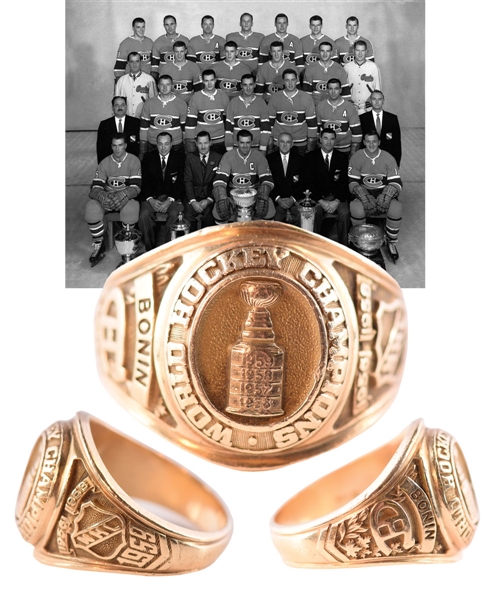 Marcel Bonins 1958-59 Montreal Canadiens Stanley Cup Championship 10K Gold Ring with LOA