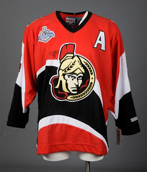 Chris Phillips Signed Ottawa Senators 2007 Stanley Cup Finals Jersey Plus Customized McFarlane Figurine