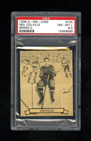1936-37 O-Pee-Chee Series "D" (V304D) Hockey Card #105 HOFer Neil Colville RC - Graded PSA 8.5 - Highest Graded!