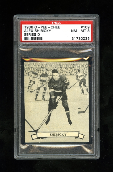 1936-37 O-Pee-Chee Series "D" (V304D) Hockey Card #109 Alex Shibicky RC - Graded PSA 8 - Highest Graded!