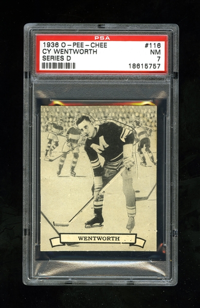 1936-37 O-Pee-Chee Series "D" (V304D) Hockey Card #116 Cy Wentworth - Graded PSA 7