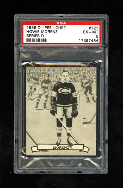 1936-37 O-Pee-Chee Series "D" (V304D) Hockey Card #121 HOFer Howie Morenz - Graded PSA 6