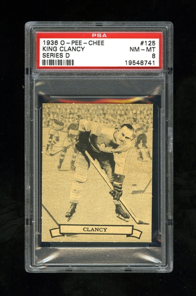 1936-37 O-Pee-Chee Series "D" (V304D) Hockey Card #125 HOFer Frank "King" Clancy - Graded PSA 8