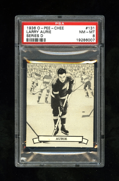 1936-37 O-Pee-Chee Series "D" (V304D) Hockey Card #131 Larry Aurie - Graded PSA 8