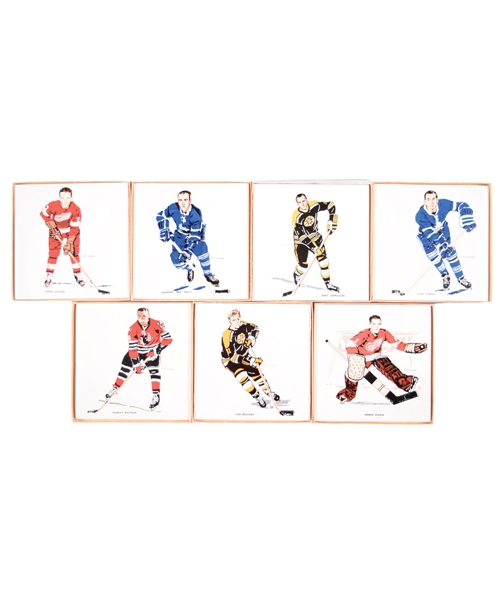 1962-63 H.M. Cowan/Screenart NHL Hockey Tile Collection of 7 