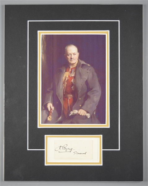 Lord Byng of Vimy Signed Matted Display with COA