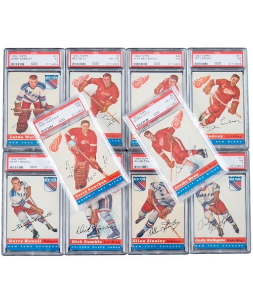 1954-55 Topps Hockey Complete 60-Card Set with PSA-Graded Stars