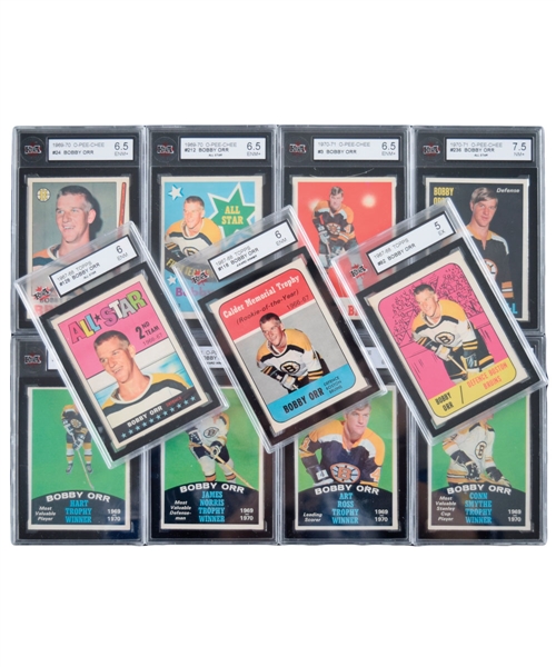 Bobby Orr 1967-72 Topps and O-Pee-Chee Hockey KSA-Graded Card Collection of 25