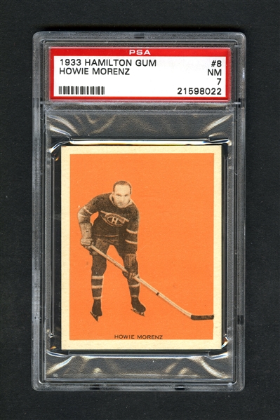 1933-34 Hamilton Gum (V288) Hockey Card #8 HOFer Howie Morenz - Graded PSA 7