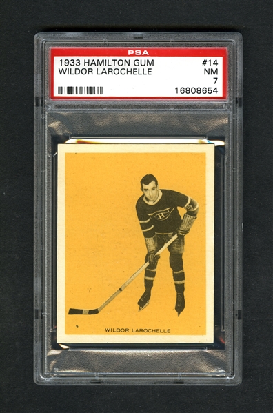 1933-34 Hamilton Gum (V288) Hockey Card #14 Wildor Larochelle RC - Graded PSA 7