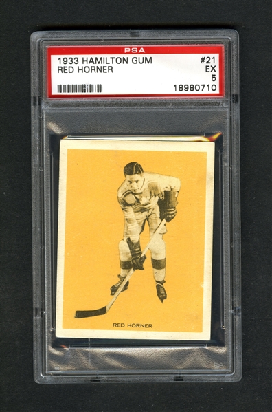 1933-34 Hamilton Gum (V288) Hockey Card #21 HOFer Red Horner RC - Graded PSA 5