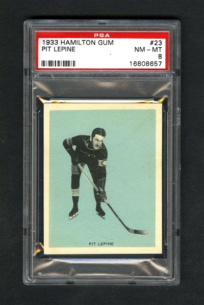 1933-34 Hamilton Gum (V288) Hockey Card #23 Pit Lepine RC - Graded PSA 8 - Highest Graded!
