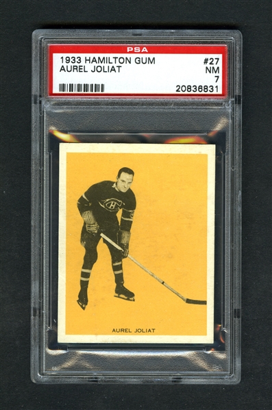 1933-34 Hamilton Gum (V288) Hockey Card #27 HOFer Aurele Joliat - Graded PSA 7