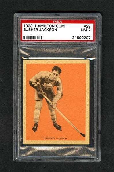 1933-34 Hamilton Gum (V288) Hockey Card #29 HOFer Busher Jackson RC - Graded PSA 7