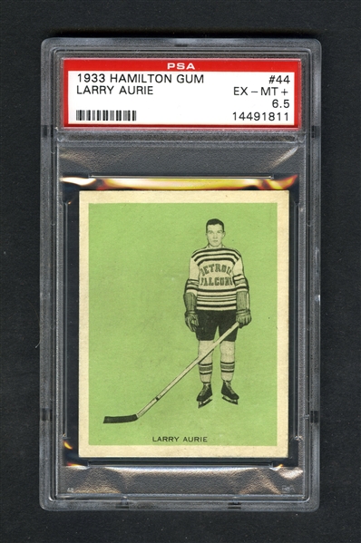 1933-34 Hamilton Gum (V288) Hockey Card #44 Larry Aurie RC - Graded PSA 6.5