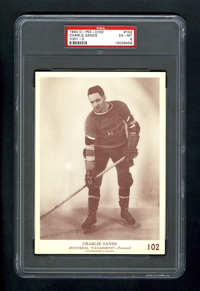 1940-41 O-Pee-Chee (V301-2) Hockey Card #102 Charlie Sands - Graded PSA 6 - Highest Graded!