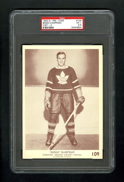 1940-41 O-Pee-Chee (V301-2) Hockey Card #109 Bingo Kampman - Graded PSA 5.5
