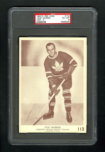 1940-41 O-Pee-Chee (V301-2) Hockey Card #113 Gus Marker - Graded PSA 6