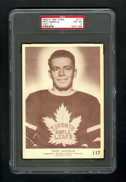 1940-41 O-Pee-Chee (V301-2) Hockey Card #117 Pete Langelle - Graded PSA 4