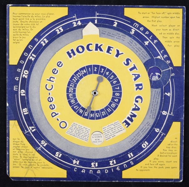 Rare 1937-38 O-Pee-Chee Premium "Hockey Star Game"