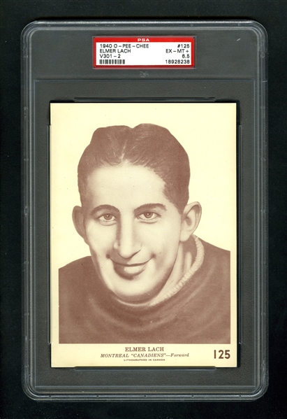 1940-41 O-Pee-Chee (V301-2) Hockey Card #125 HOFer Elmer Lach RC - Graded PSA 6.5