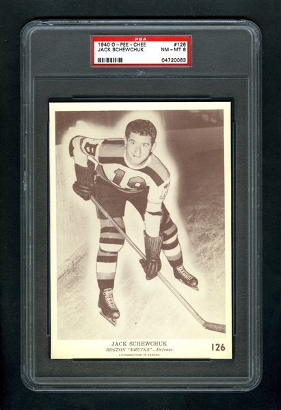 1940-41 O-Pee-Chee (V301-2) Hockey Card #126 Jack Schewchuk RC - Graded PSA 8 - Highest Graded!