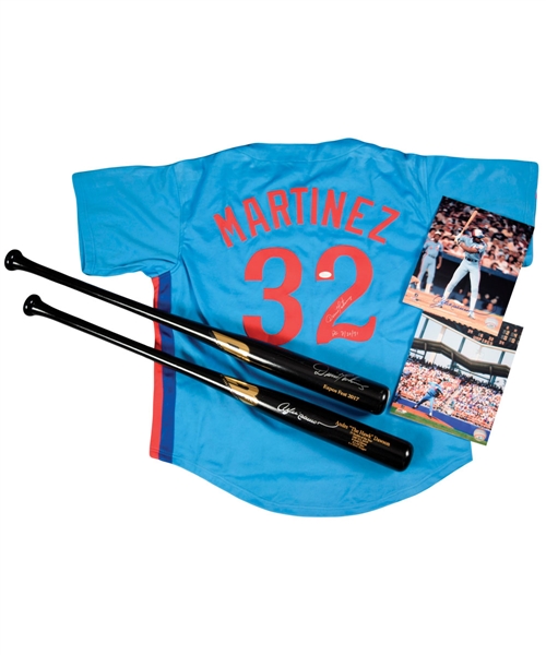 Montreal Expos Autograph Collection of 5 with Dawson and Martinez Signed Bats for Charity