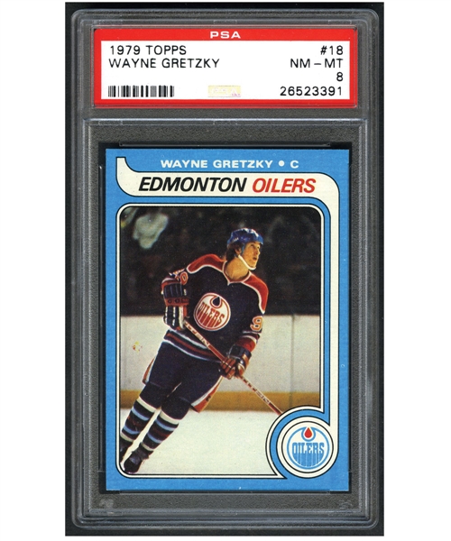 1979-80 Topps Hockey #18 HOFer Wayne Gretzky RC Card - Graded PSA 8