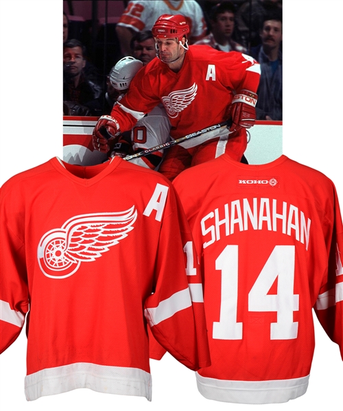 Brendan Shanahans 2002-03 Detroit Red Wings Game-Worn Alternate Captains Jersey with Team LOA