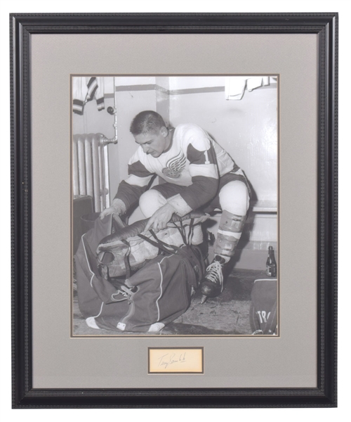 Terry Sawchuks Signed Detroit Red Wings Framed Montage (24 ½” x 29 ½”)
