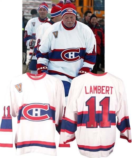 Yvon Lamberts 2003 Heritage Classic Montreal Canadiens MegaStars Signed Warm-Up Worn Jersey with Team LOA