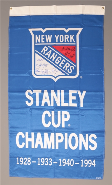 New York Rangers 1994 Stanley Cup Champions Team-Signed Banner by 10 Including Messier, Graves and Richter with COA