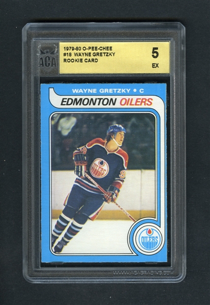 1979-80 O-Pee-Chee Hockey #18 HOFer Wayne Gretzky RC - Graded ACA 5