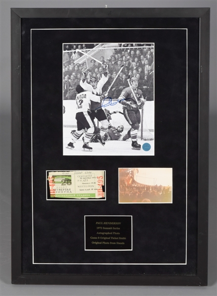 1972 Canada-Russia Summit Series Game 8 Ticket Stub Framed Montage with Henderson Signed Photo