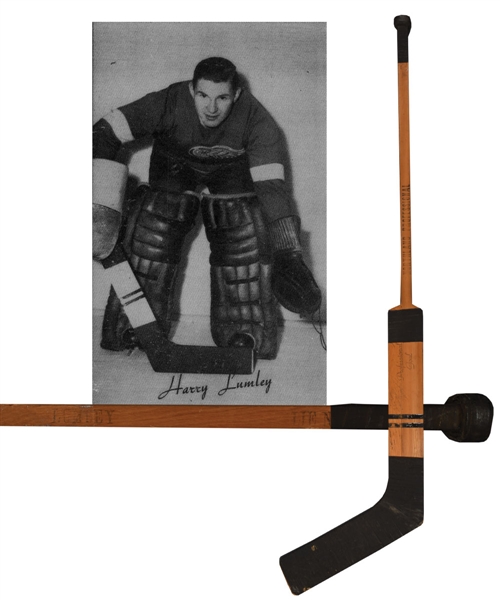 Harry Lumleys Late-1940s Detroit Red Wings Signed Northland Game-Used Stick with LOA