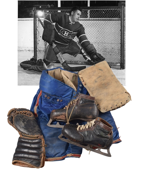 Gerry McNeils Game-Used Equipment Collection Including Skates, Kenesky Glove, Cooper Weeks Blocker and Montreal Canadiens Pants and Socks