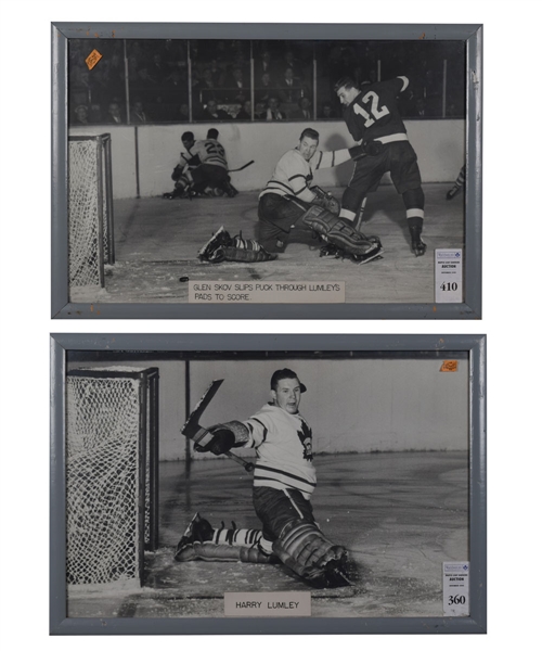 Harry Lumley Toronto Maple Leafs Framed Photos Displays (2) from Maple Leaf Gardens with COAs
