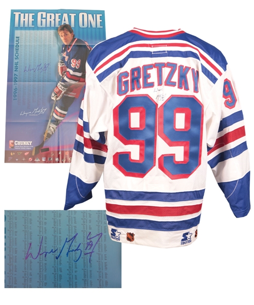 Wayne Gretzky Signed New York Rangers Jersey and Signed "The Great One" Posters (15)