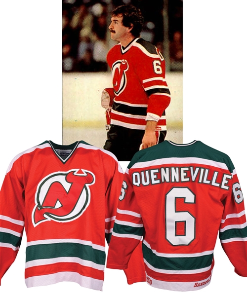 Joel Quennevilles 1982-83 New Jersey Devils Inaugural Season Game Jersey