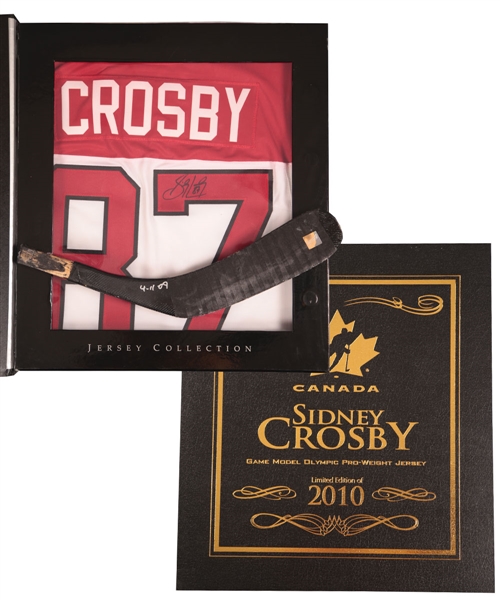 Sidney Crosbys 2008-09 Pittsburgh Penguins Game-Used Stick Blade and Signed 2010 Olympics Team Canada Limited-Edition Jersey with COAs