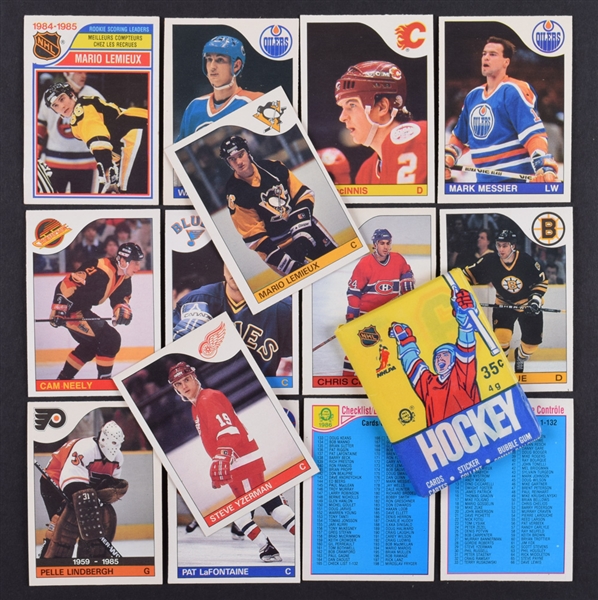  1985-86 O-Pee-Chee Hockey Near Complete Set (263/264) with Mario Lemieux Rookie Card Plus Unopened Wax Pack