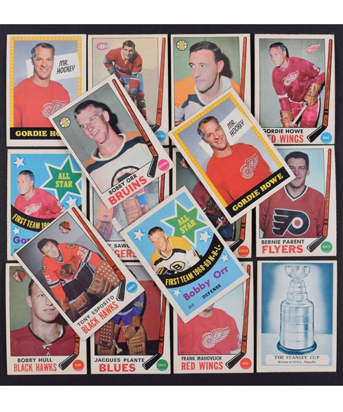 1969-70 O-Pee-Chee Hockey Near Complete Set (230/231), Mini-Card Albums Set of 12 and Stamps Near Set (20/25)