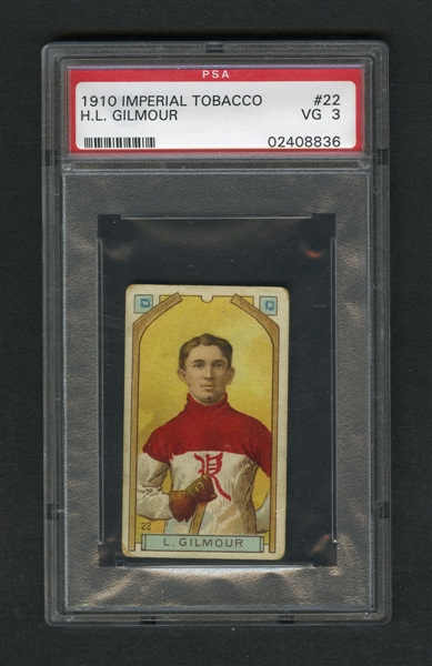 1911-12 Imperial Tobacco C55 Hockey Card #22 Larry Gilmour RC - Graded PSA 3
