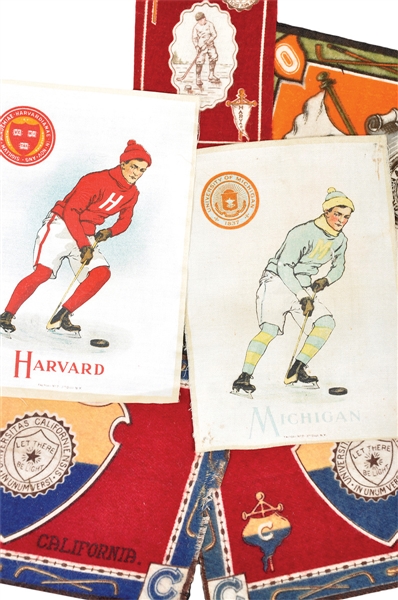 1909-1915 American Tobacco, B16 College Seals and Murad Hockey Silk / Premium Felt Collection of 6