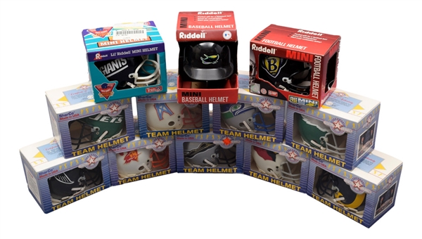 SharCo Mini-Football Helmet Collection of 12 in Original Packaging 